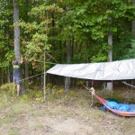 Adam setting up his hammock