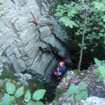 Adam Scherer climbing out of Signal Light Pit