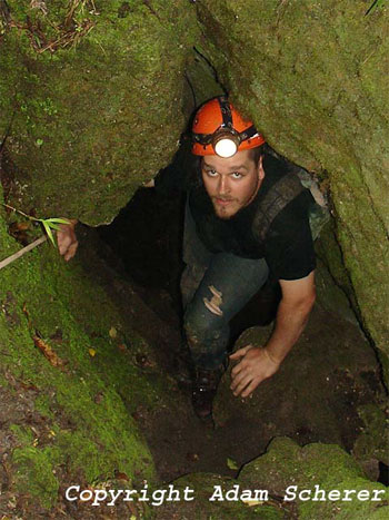 Bill's brother Phil climbing out of Catacombs