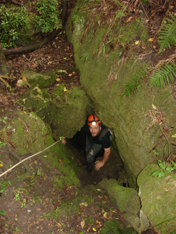 Bill's brother Phil climbing out of Catacombs