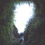 Jim climbs out of Jennings Cave