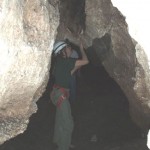 Checking out fossils in Jennings Cave