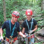 Caitlyn Walker and Adam Scherer about to descend Sherwood Mountain Pot. This was Caitlyn's first pit.