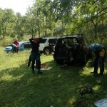 Stephanie Petri and Bill Walker gearing up for our trip into Culverson Creek Cave