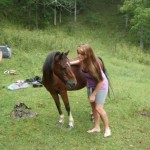 Stephanie showing off her horse whispering skills