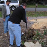 Sean probing the ground to check for hollowness.