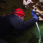 Marissa checking out the water levels indicated on this pipe